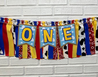 Toy Story High Chair Banner: Cowboy First Birthday Garland
