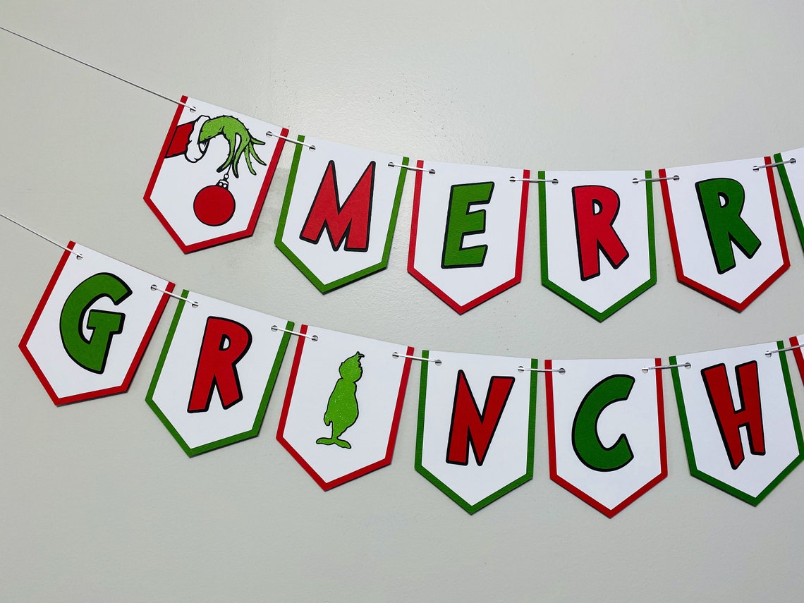 Merry Grinchmas Banner Grinchmas Banner the Grinch Banner - Etsy
