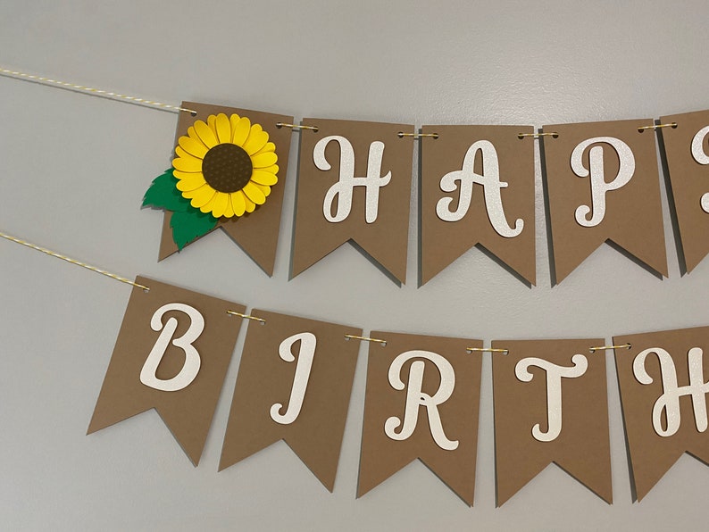 Sunflower Happy Birthday Banner Etsy