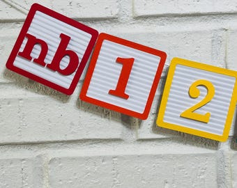 ABC Block Milestone Banner: First Birthday Party Decor