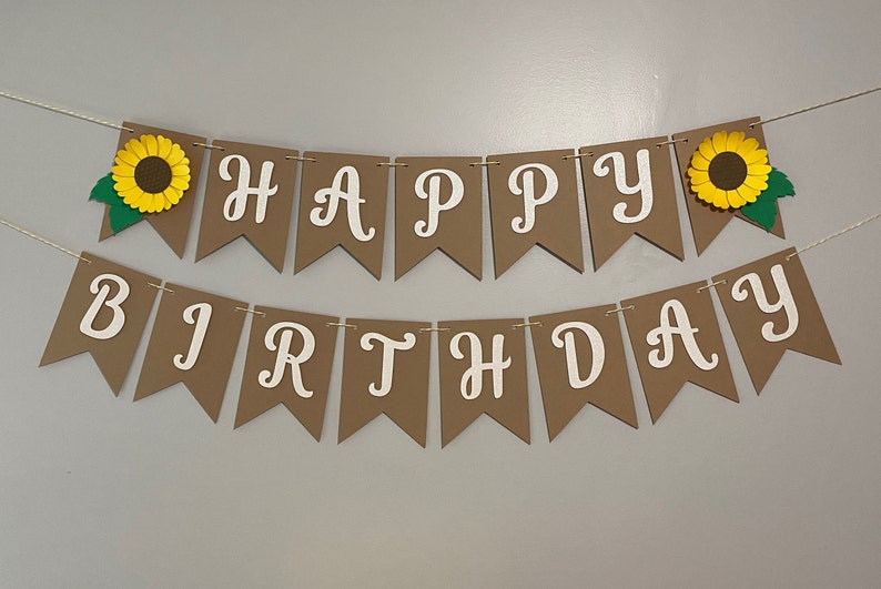 Sunflower Happy Birthday Banner Etsy