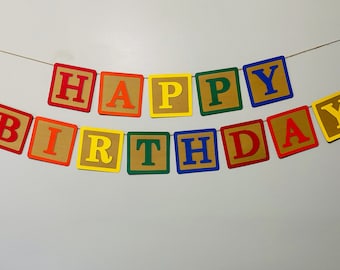 Alphabet Block Birthday Banner * ABC Birthday Banner * ABC block banner * Rainbow Banner * Building Block Party *