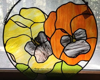 Stained Glass Pansies
