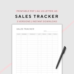 Sales Tracker, Small Business, Work From Home, Business Accounting, A4/A5/US Letter, Instant Download PDF