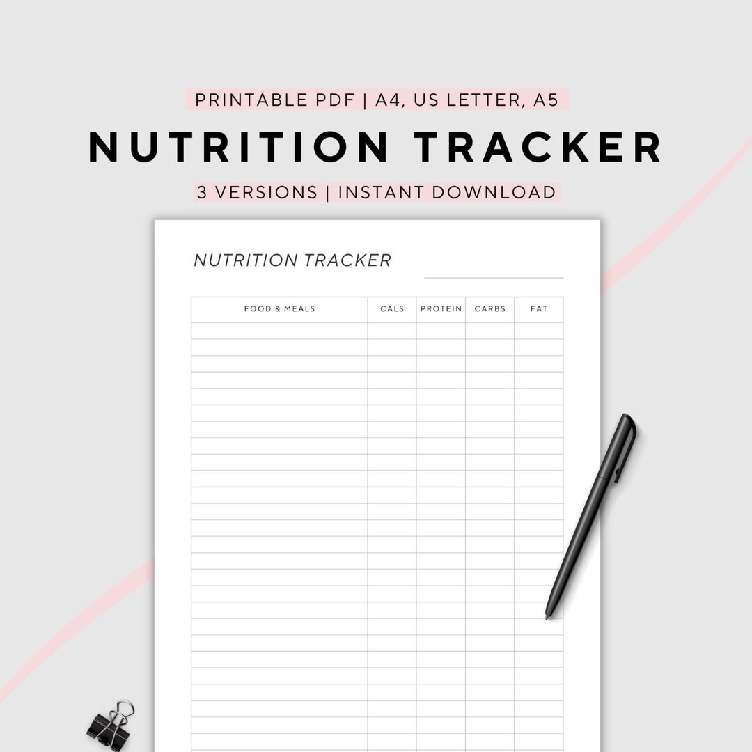 Nutrition Tracker Printable, Health and Fitness Planner, Macro Goals ...