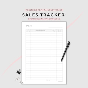 Sales Tracking, Small Business, Work From Home, Business Accounting, Printable, A4/A5/US Letter, Instant Download PDF