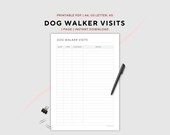 Dog Walker Visits, Pet Planner, Printable, A4/A5/US Letter, PDF Download
