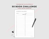 50 Book Challenge Printable, Reading Goals, Reading Journal Log, A4/A5/US Letter, Instant PDF Download
