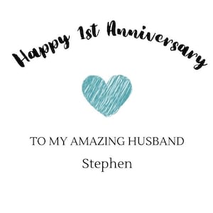 Tarjeta de feliz primer aniversario • marido • personalizar • cualquier relación o nombre