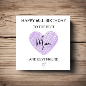 Moeder 60e verjaardagskaart • hart • Personaliseer • elke naam • elke leeftijd • vriend • zus • moeder • mama • oma • beste vriend • liefde • roze