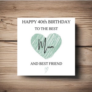 Moeder 40e verjaardagskaart • hart • Personaliseer • elke naam • elke leeftijd • vriend • zus • moeder • mama • oma • beste vriend • liefde • roze