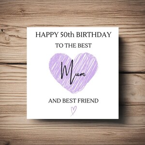 Mama 50. Geburtstag Karte • Herz • Personalisieren • jeden Namen • jedes Alter • Freundin • Schwester • Mutter • Mama • Oma • Beste Freundin • Liebe • Pink