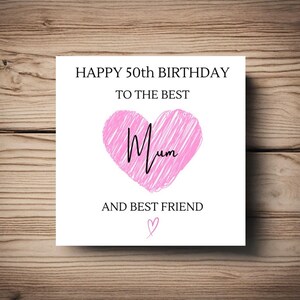 Mama 50e verjaardagskaart • hart • Personaliseer • elke naam • elke leeftijd • vriend • zus • moeder • mama • oma • beste vriend • liefde • roze