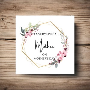 Muttertagskarte • Mama • Patin • Großmutter • Oma • Nanny • Personalisiert • Jede Beziehung • Bemuttern Sonntag • Blume • Rosa •