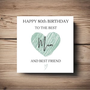 Carte d'anniversaire 80e anniversaire d'une maman • cœur • à personnaliser • n'importe quel nom • n'importe quel âge • ami • sœur • maman • maman • grand-mère • meilleur ami • amour • rose