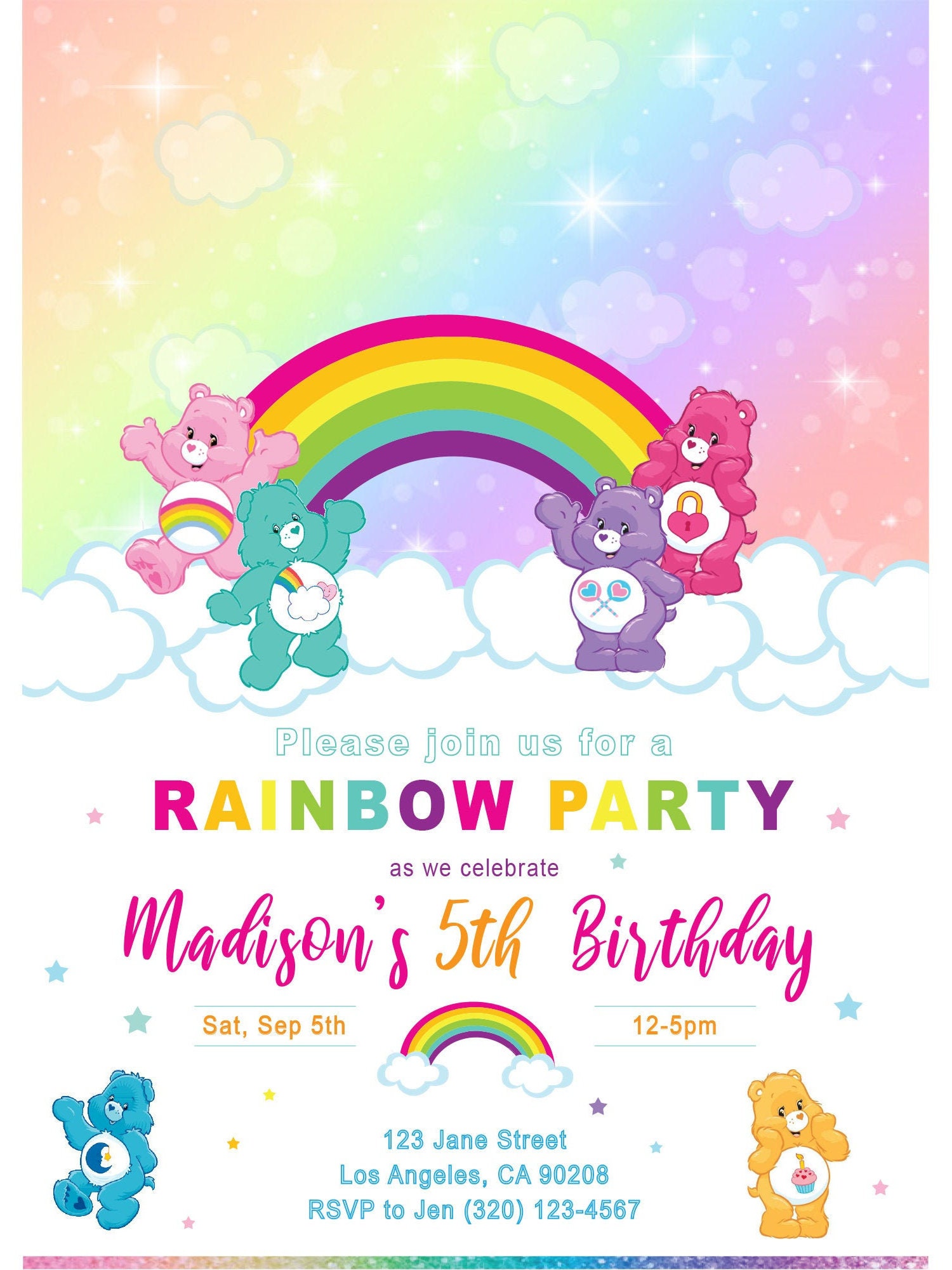 Care Bears Invitation Care Bears Birthday Invitation Care Etsy