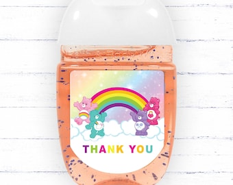 Care Bear Inspired- Hand Sanitizer labels, Care Bear Birthday, Care Bear Sanitizer Favor, Care Bear Labels for Sanitizer INSTANT DOWNLOAD
