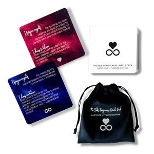 Deck Oracle sur le pardon de soi : édition masculine + féminine ; Pardon, Flamme Jumelle, Carte d'Affirmation, Carte Oracle, Amour, Cadeau