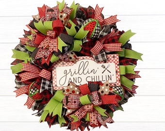 Grillin' and Chillin', Summer Decor, Cookout Wreath