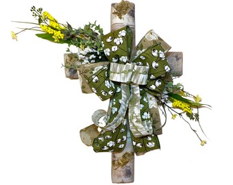 Easter Cross, Everyday Floral Crucifix, Spring Door Hanger
