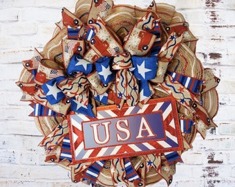 Patriotic, July 4th, Independence Day, Thin Summer Wreath