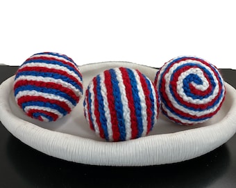 Patriotic, American Flag, Red White and Blue Stripes, Tabletop Americana Yarn Decor, Wreath Embellishment