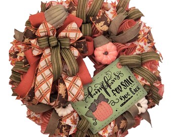 Pumpkin Wreath, Fall Front Door Decor