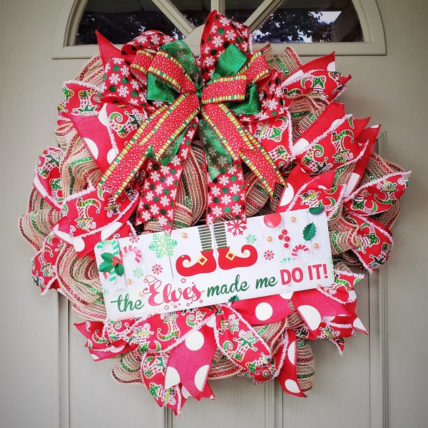 The Elves Made Me Do It Thin Holiday Wreath