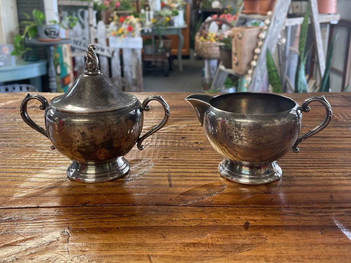 Vintage Oneida Silver Sugar and Creamer Set Etsy
