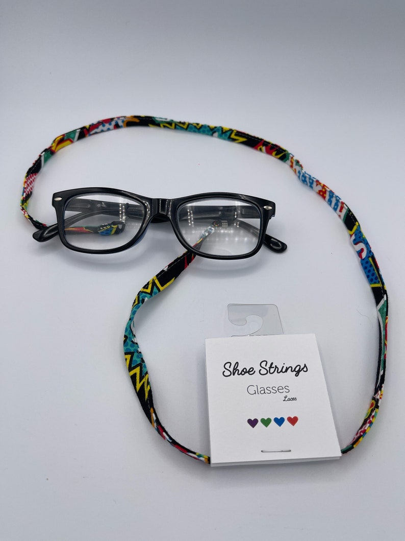 Shoe Strings Glasses Laces Superhero Pow Bang Eyeglass Cord, Eyeglass