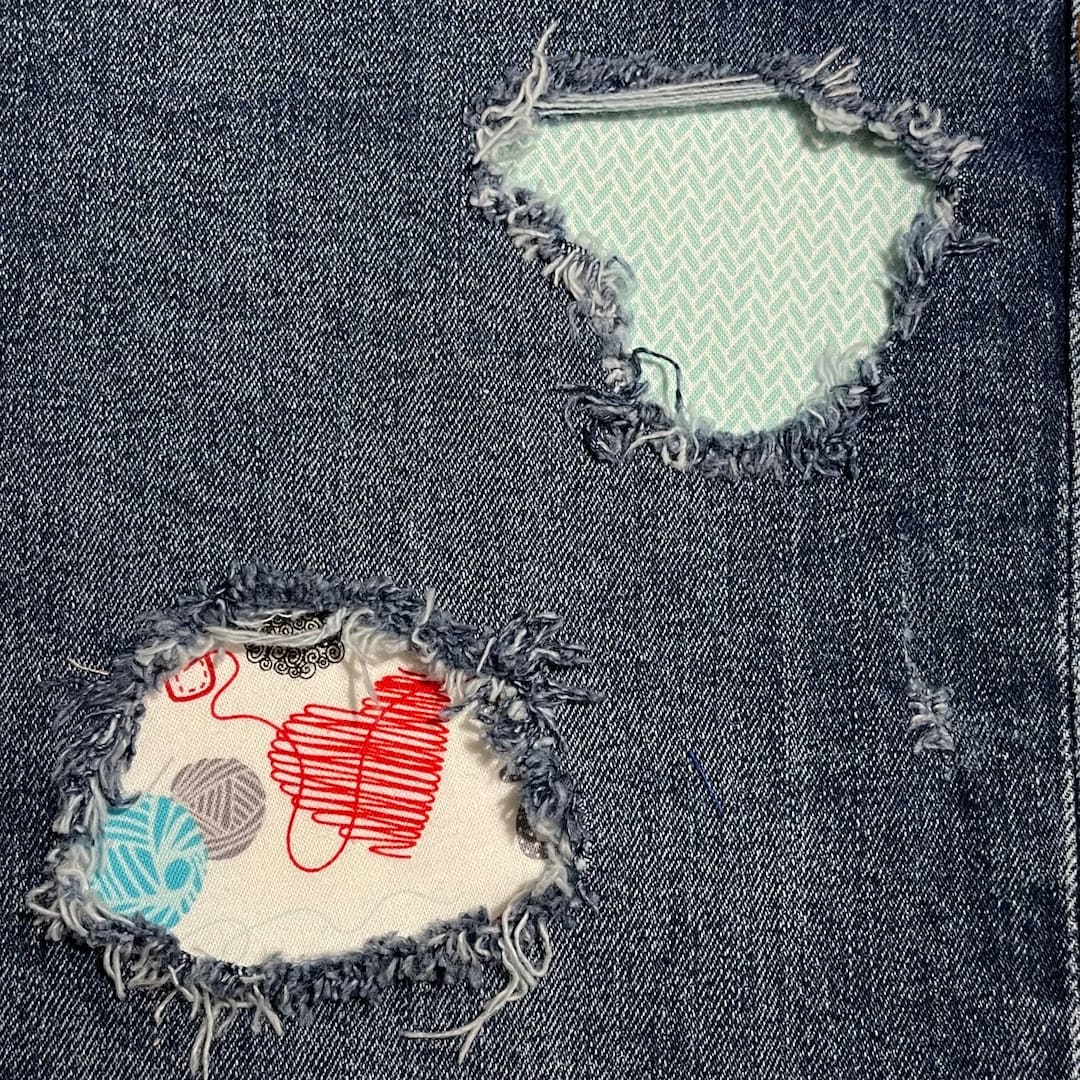Ripped Designs Denim Patches for Knitters Knitting and Sheep Peekaboo