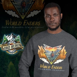Unisex Sweatshirt, &quot;Man&quot; World Ender Nature Logo, Lord Huron, LHFC, Nature, Outdoors, Cobb Avery, Hiking, Mountains, Long Lost, Camping