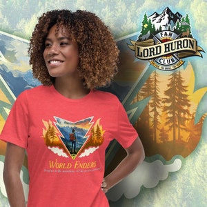 Women&#39;s Relaxed T-Shirt, &quot;Woman&quot; World Ender Nature Logo, Lord Huron, LHFC, Nature, Outdoors, Cobb Avery, Hiking, Mountains, Long Lost