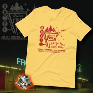 LHFC, Lord Huron, World Enders, Unisex t-shirt, Frozen Pines Motel, Hotel, Retro, Vintage Travel, Vacancy, Summer Vacation, Travel, Hwy. 80