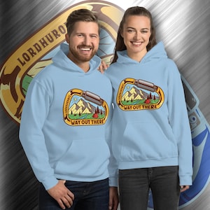 Unisex Hoodie, LHFC, Lord Huron, Fan Club, Way Out There, Carabiner, Camping, Outdoors, Hiking, Climbing, Tent, Nature, Strange Trails