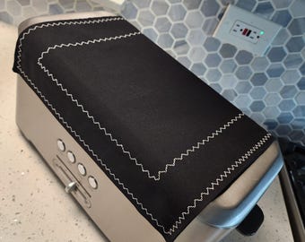 Magnetic Toaster Cover: Black Cotton, Long Slot Toaster Huggee