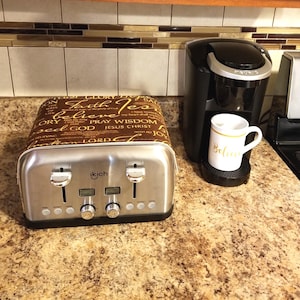 Magnetic Toaster Cover - Brown-Golden Yellow Huggee 4 Slice [Faith Based]