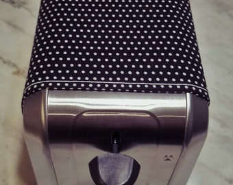 Magnetic Toaster Cover: Black-White Polka Dot Cotton Toaster Huggee 2 Slice