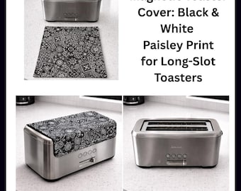 Magnetische broodroosterafdekking met lange sleuf: zwart-witte paisleyprint