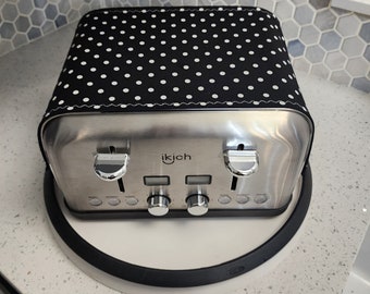 Magnetic Toaster Cover: Black & White Polka Dot Cotton Toaster Huggee®
