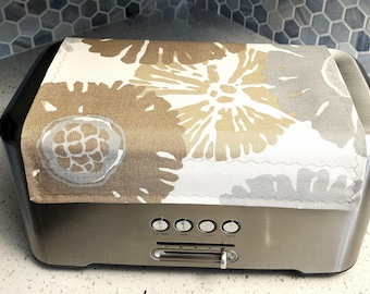 Cream Damask Toaster Cover: Magnetic Long Slot Cotton Toaster Huggee