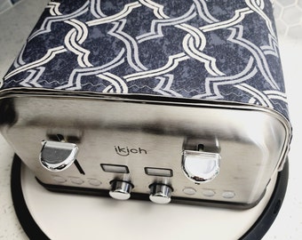 Magnetic Toaster Cover: Grey & Silver Print - Handmade Toaster Huggee