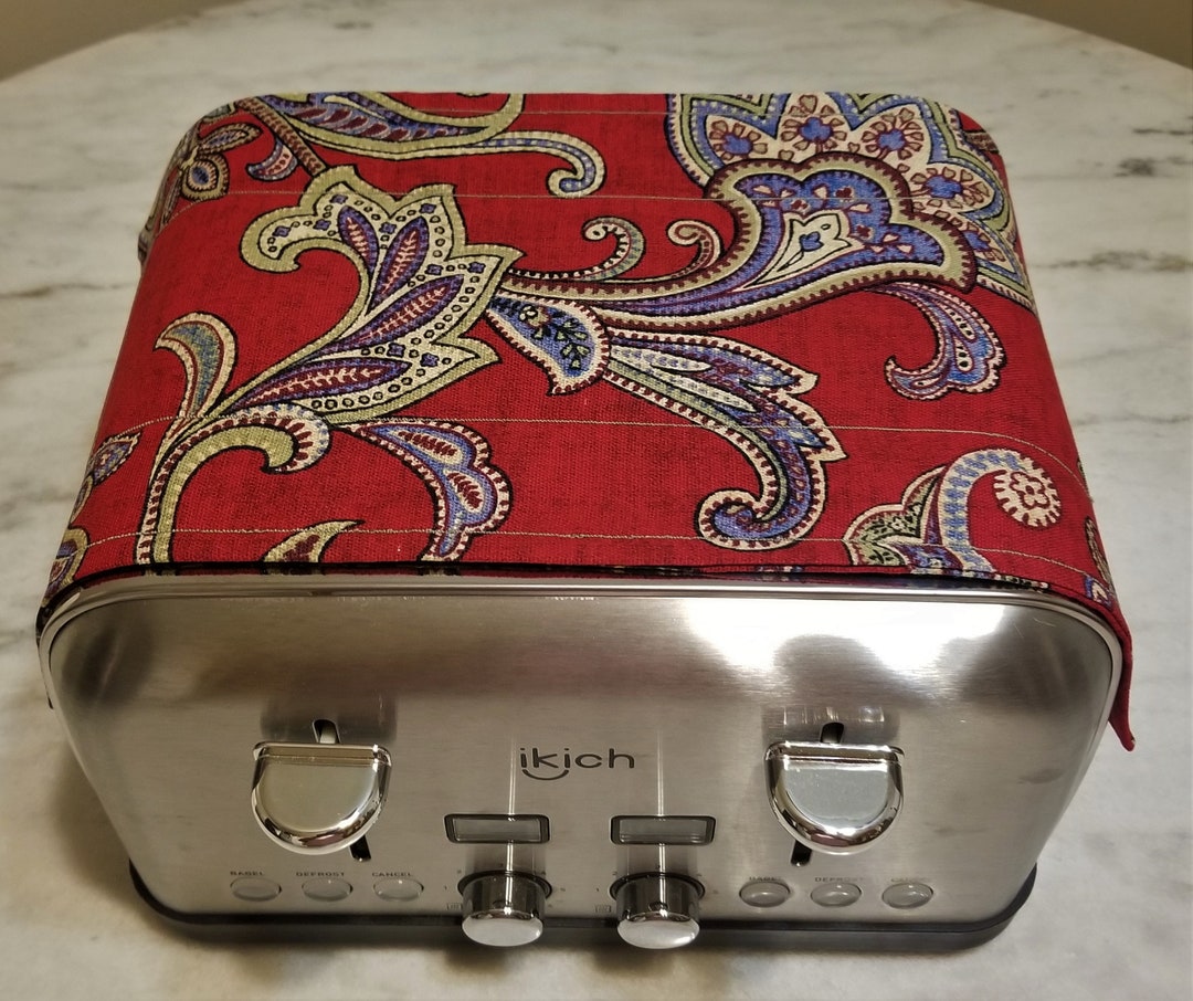 Toaster Huggee Toaster Cover 4 Slice Red Paisley Print Etsy