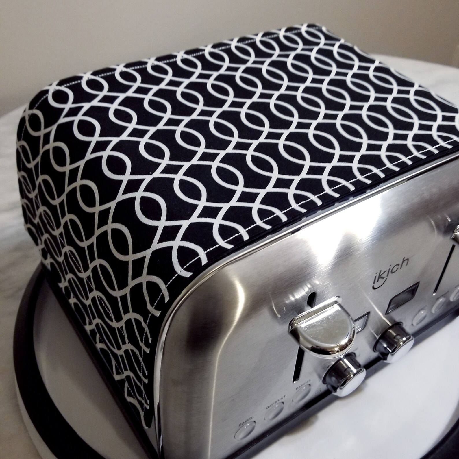 4 Slice Toaster Cover Modern Black and White Print Etsy