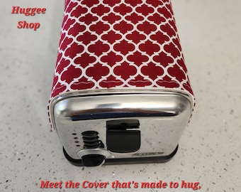 Magnetic Toaster Cover: Red and White Quatrefoil Toaster Huggee for 2-Slot Toasters