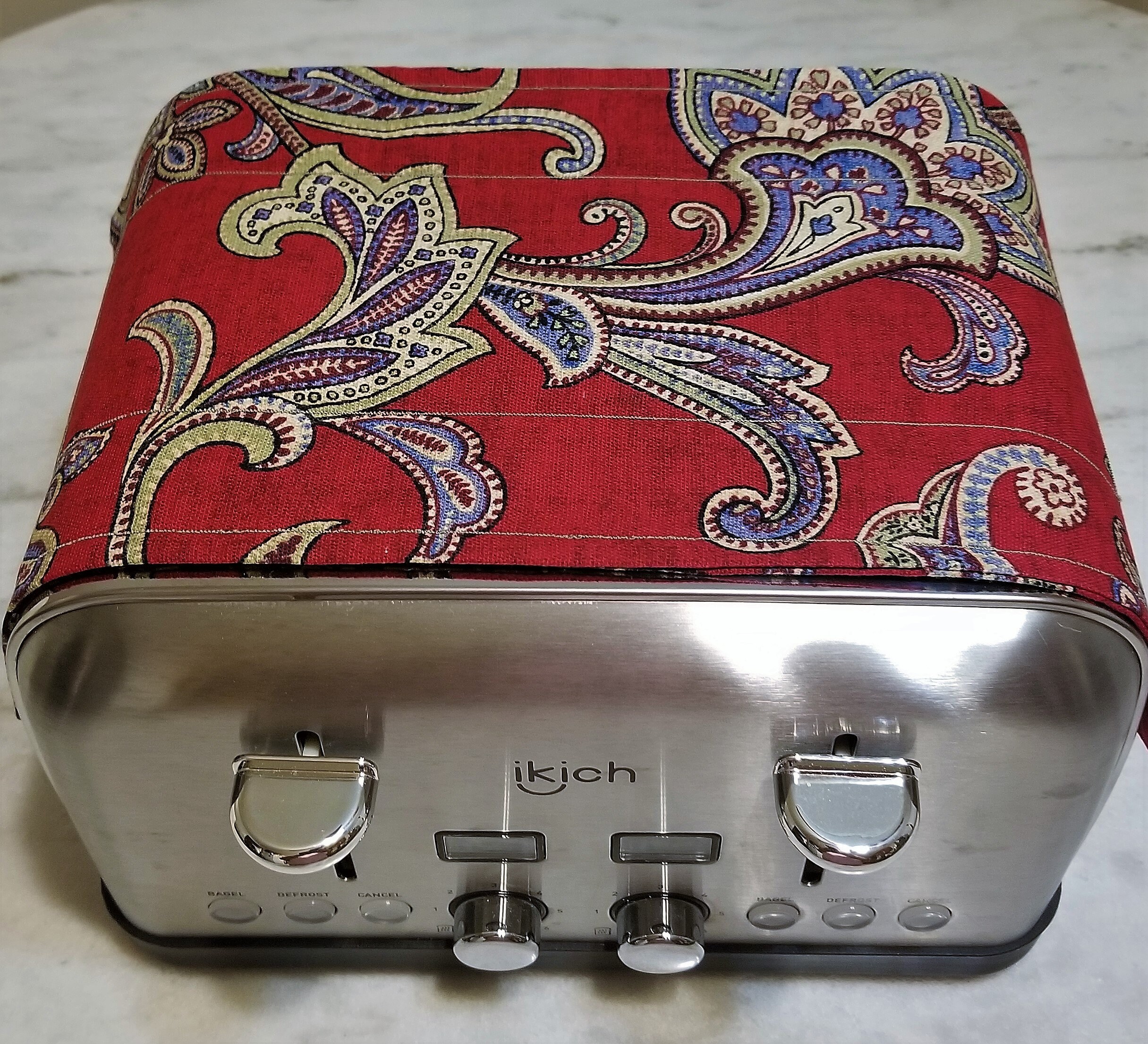 Toaster Huggee Toaster Cover 4 Slice Red Paisley Print Etsy