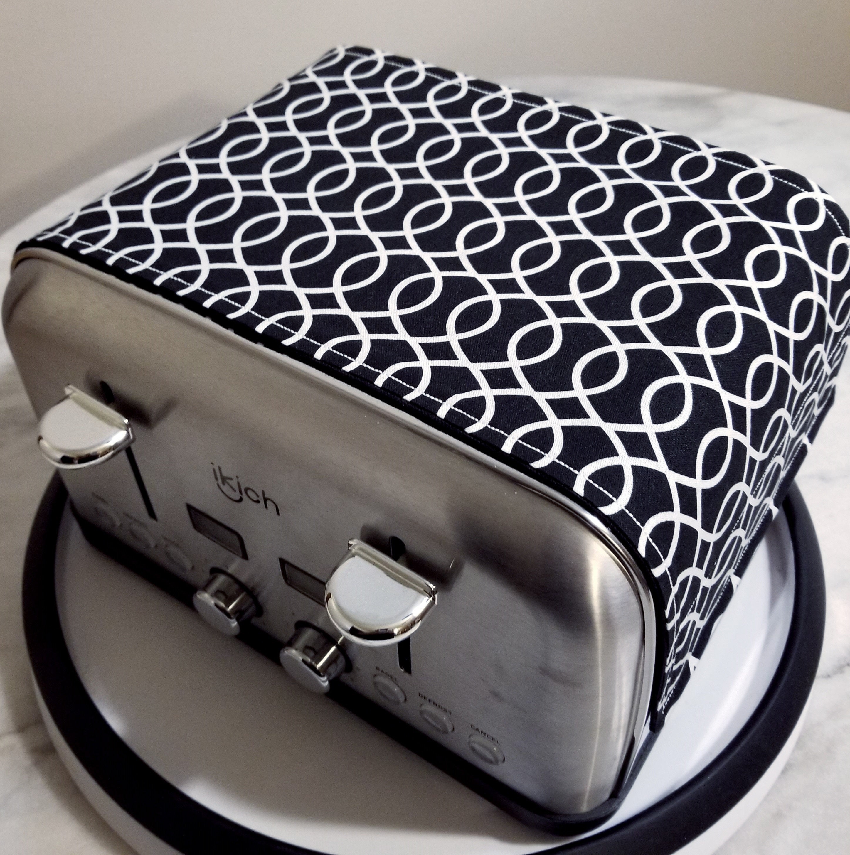 4 Slice Toaster Cover Modern Black and White Print Etsy