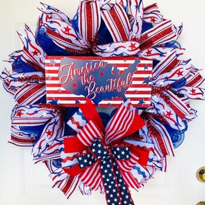 America the beautiful patriotic wreath, patriotic door wreath, patriotic decor, Memorial Day wreath, 4th of July wreath, patriotic wreath