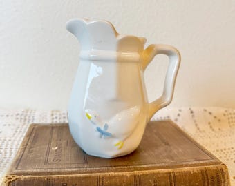 Heavy White Ceramic Country Farmhouse Goose Creamer Pitcher