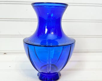 Vintage Art Deco Cobalt Blue Urn Shaped Floral Vase